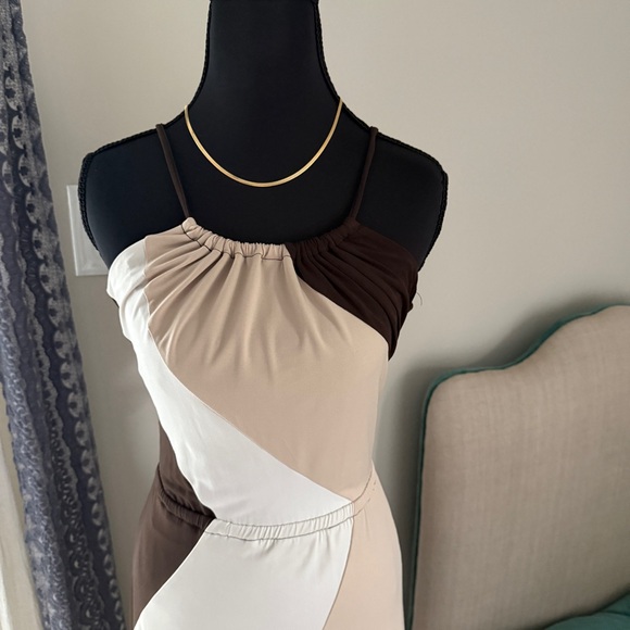Calvin Klein Brown and Cream Women's Dress - Picture 4 of 9